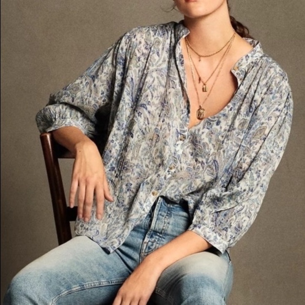 Anthropologie New No Tags Pilcro The Tavi Buttondown Blouse  Breezy Oversized XL